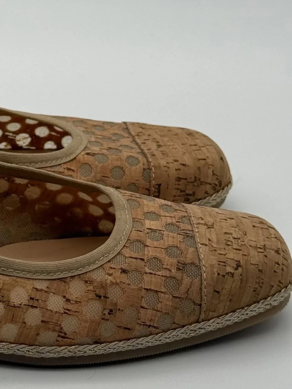 Meucci Made in Italy Cork Mesh Wedge Ballet Flats Size 9
